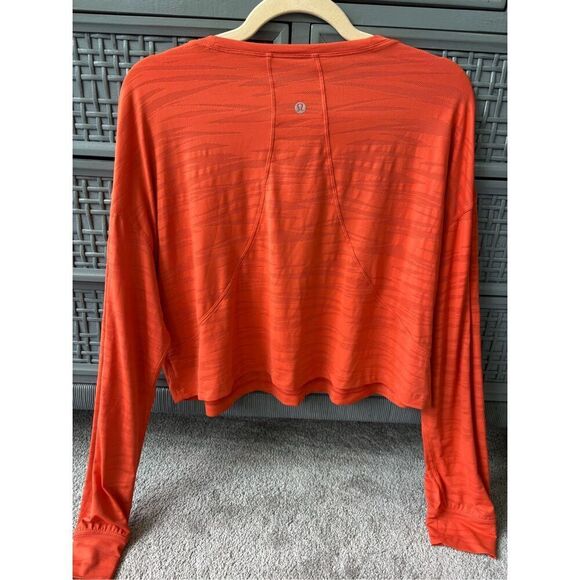 NWOT LULULEMON Muscle Love Long Sleeve Shirt in Tiger Mesh Warm Coral, $98 large - Picture 3 of 7